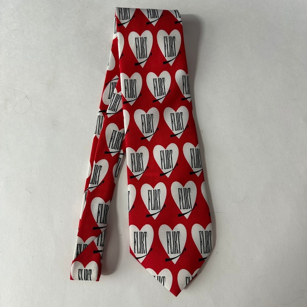 Ties In Disguise Mens Red White Heart Flirt Novelty Necktie Valentines Day Love